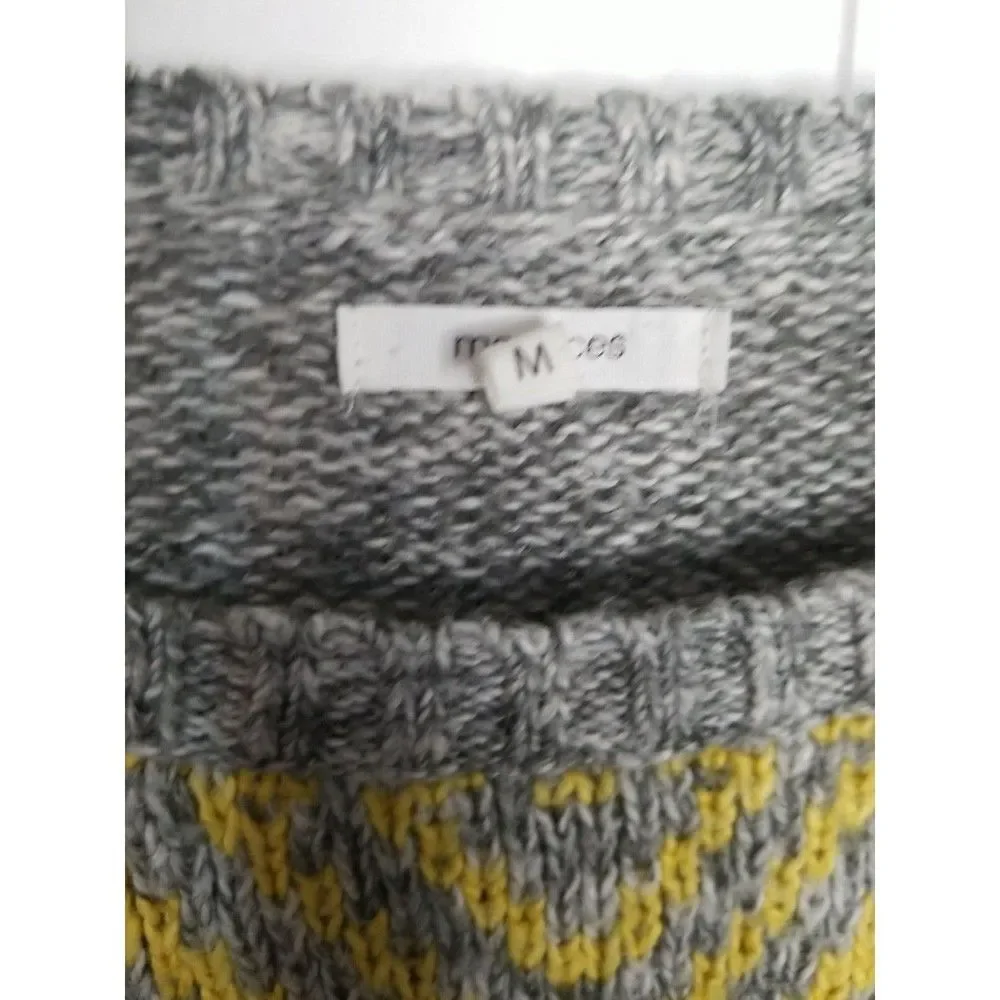 Maurices Sweater Womens Size Medium Gray Yellow Geometric Print Pullover